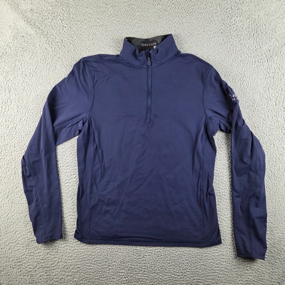 Greyson Tate Quarter 1/4 Zip Mens Small Long Sleeve Golf Stretch Blue Logo